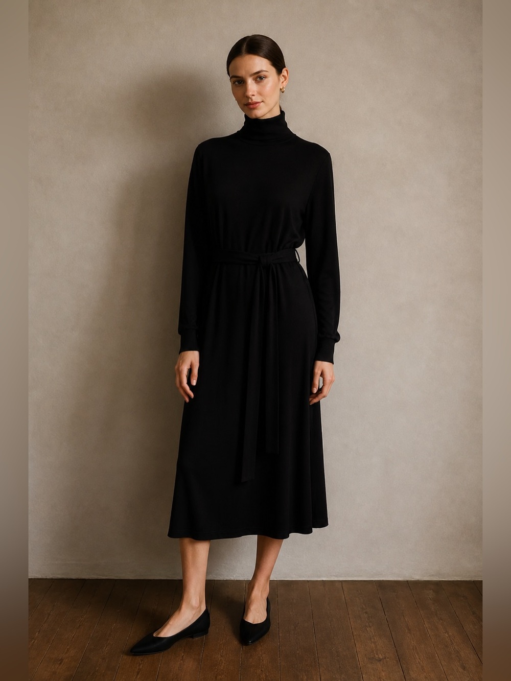 Caslon NWT Black Long Sleeves Dress with Belt soft and comfortable!